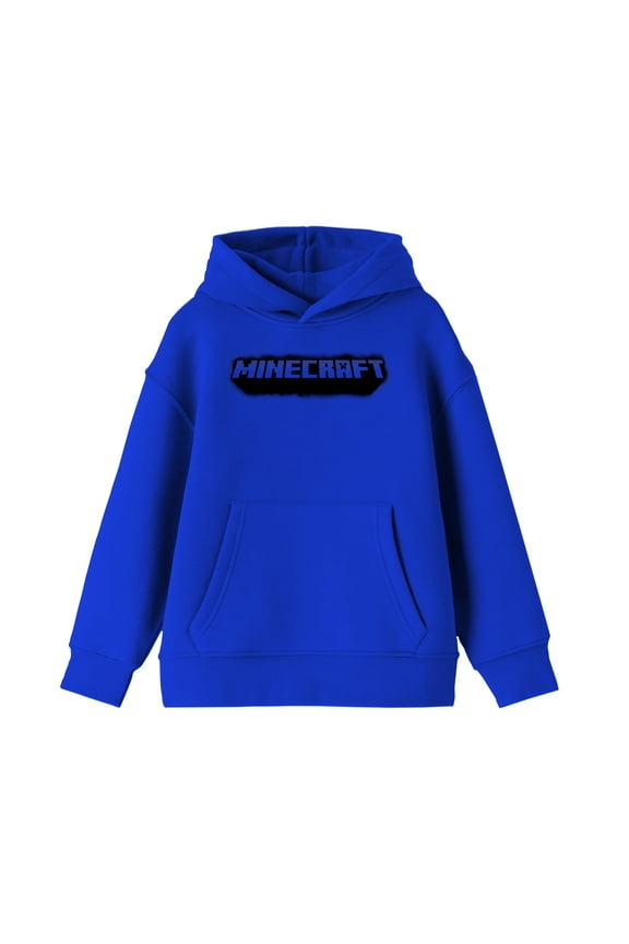 Minecraft Grunge Logo Youth Royal Blue Graphic Hoodie -L