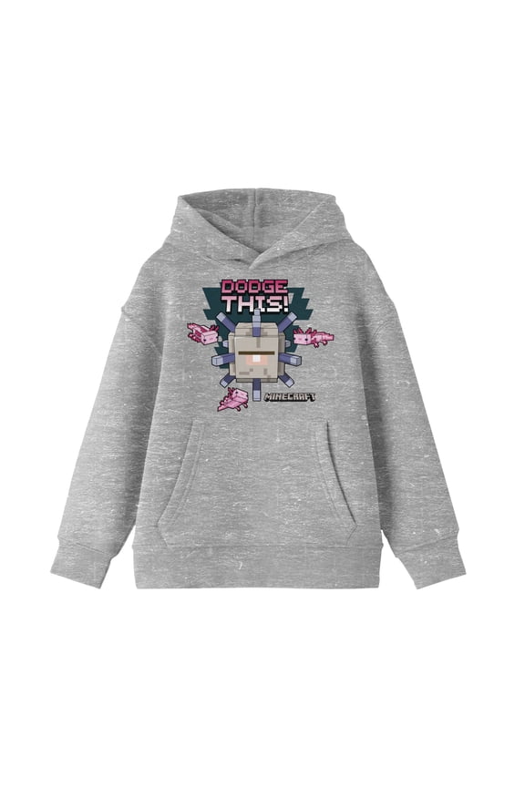 Minecraft Guardian Dodge This Boy's Athletic Heather Sweatshirt-Large