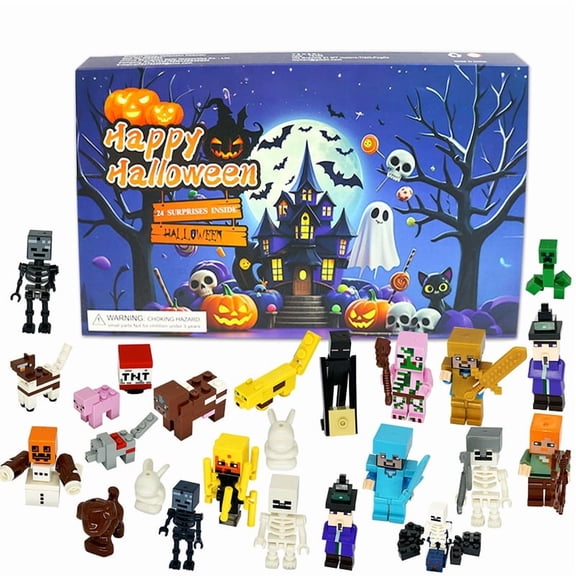 Minecraft Halloween Advent Calendar for Kids, 24-Day Countdown Surprise Toy Box with Mini Figures, Spooky Party Favors, and Halloween Decorations