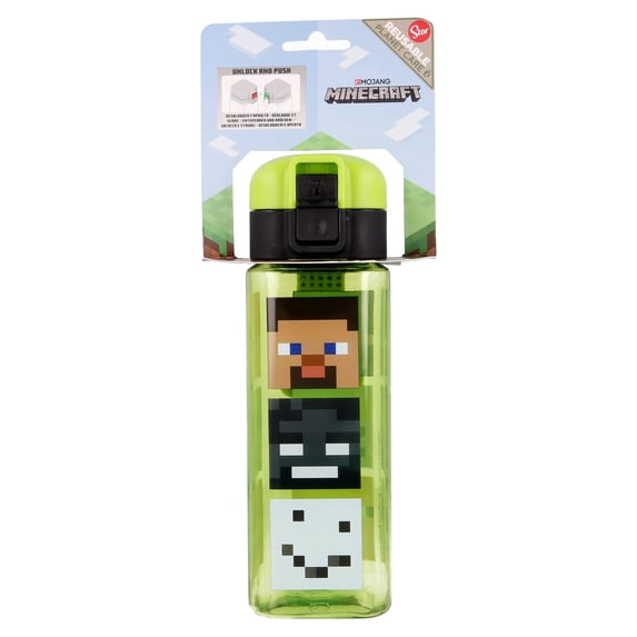 Minecraft Herbruikbare kinderdrinkfles met druppelbescherming en draaggreep, eenvoudige opening