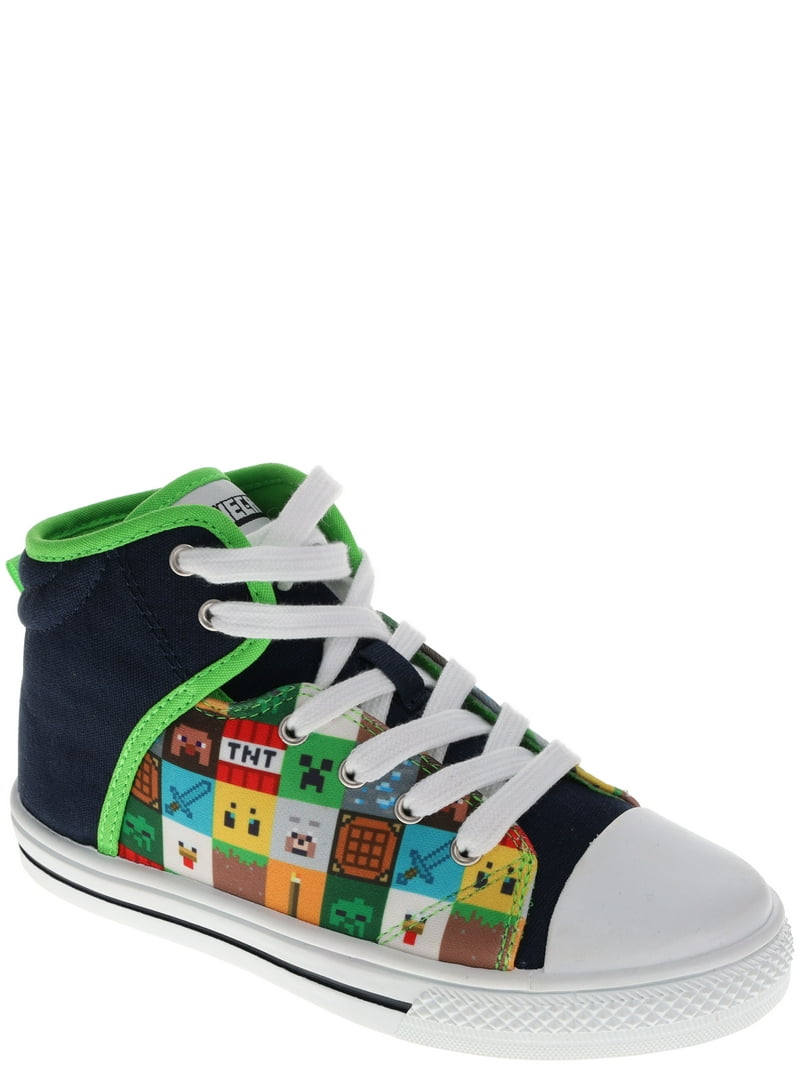 Minecraft Hi-Top Canvas Sneakers for Kids, Sizes 12-3, Lace-Up - Main Image