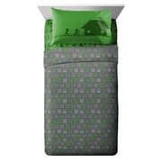 Minecraft Icon Adventure Kids 4-Piece Full Sheet Set, Microfiber, Green, Mojang