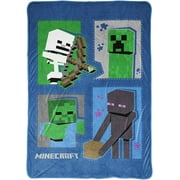 Minecraft Icons Blue 62"x90" Kids Blanket, 100% Microfiber, Blue