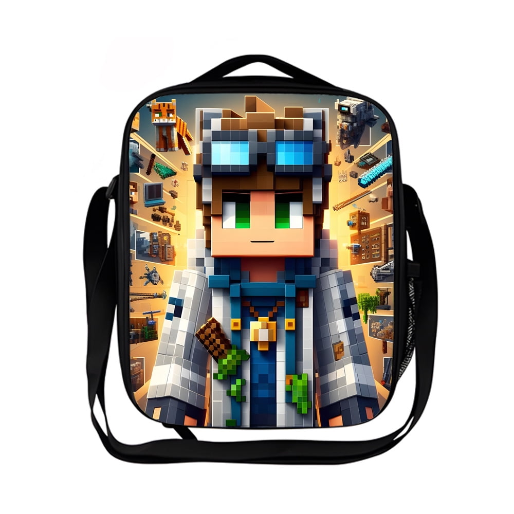 Minecraft Insulated Lunch Bag Supplies Food Carrier Snacks Picnic Beach ...