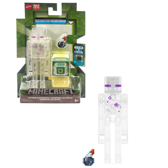 Minecraft Invisible Enderman Action Figure & Accessory with Portal Piece, 3.25-in Scale Toy