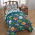 thumbnail image 1 of Minecraft Isometric 5-Piece Teal Child Reversible Comforter Set, Full, 1 of 6