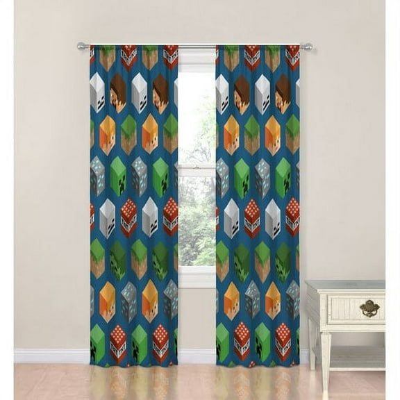 Minecraft Isometric Characters Room Darkening Curtain Panels (Set of 2)