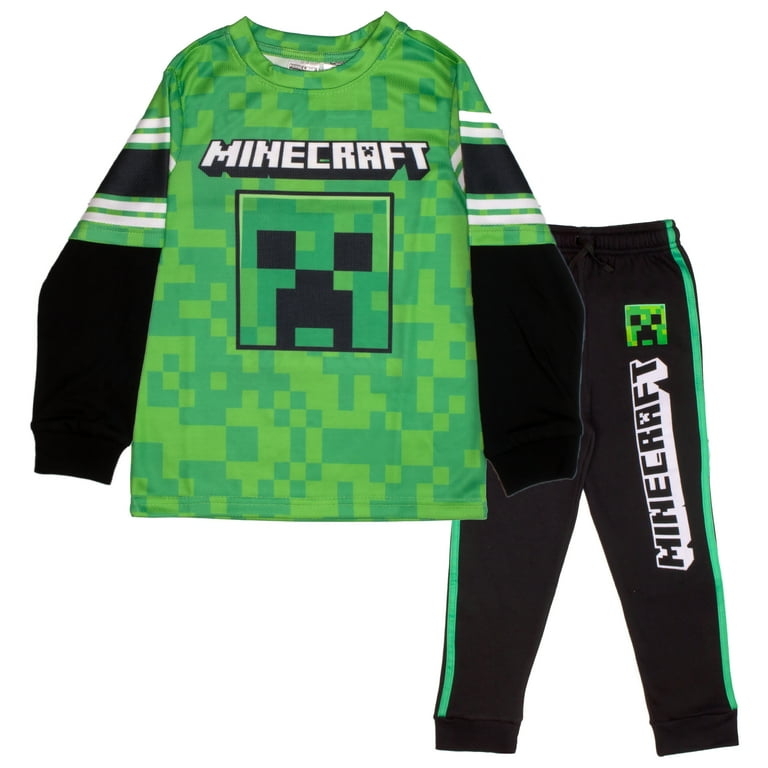 Minecraft Jolly Mobs SSS Creepeer Boys Athletic Long Sleeve and Sweatpants 2 Piece Set for Kids Size 4 16