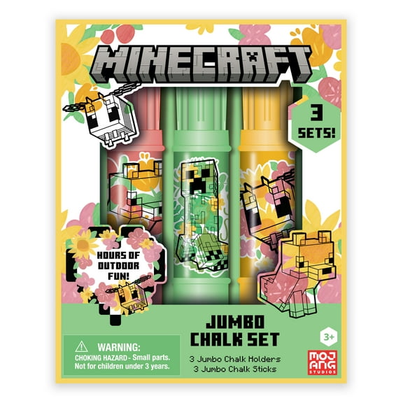 Minecraft Jumbo Chalk Set, Includes 3 Chalk Holders, Multi-Color