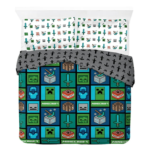 Minecraft Kids 5 Piece Full Bed Set, 100 Microfiber