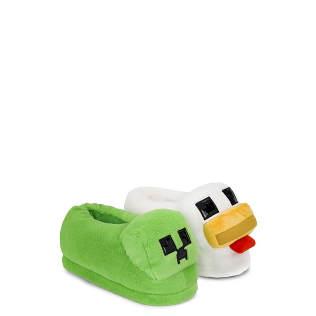 Minecraft Chicken Biuild Minecraft Kids Mismatch Creeper & Chicken Plush Slippers - Walmart ...