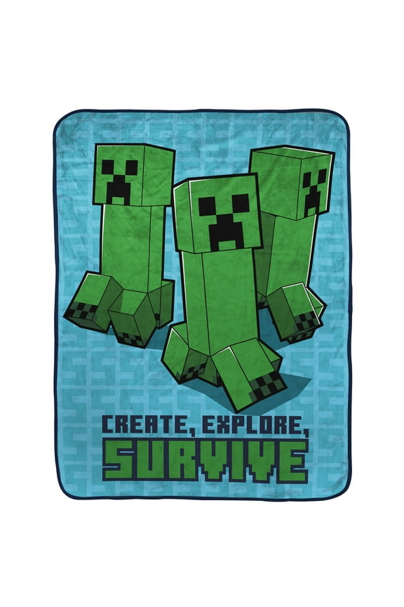 Kids Silk Touch Throw Blanket, 46 x 60, Microfiber, Blue, Mojang