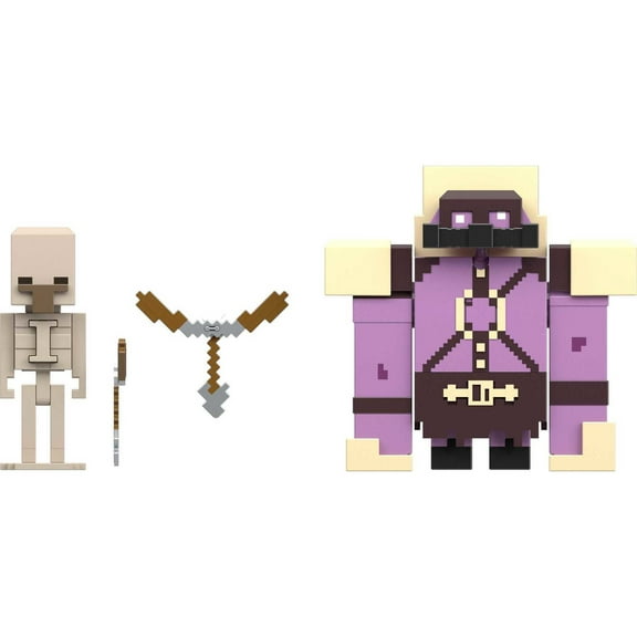 Minecraft Legends Action Figure 2-Pack,Pigmadillo vs Skeleton, 3.25-in Collectible Toys