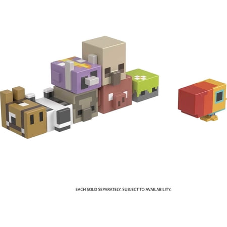 Minecraft Legends Badger Mini Action Figure, Mob Head Minis Toy with Pixelated Design