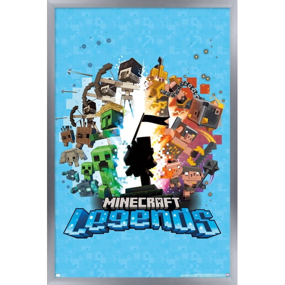 Minecraft: Legends - Blue Wall Poster, 14.725" x 22.375" Framed