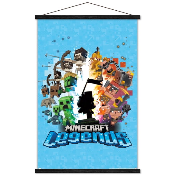 Minecraft: Legends - Blue Wall Poster with Magnetic Frame, 22.375" x 34"