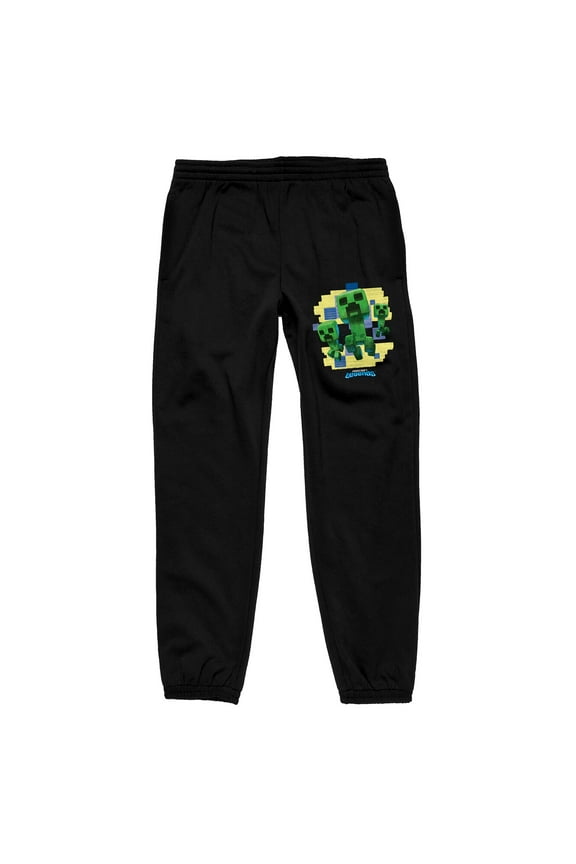 Minecraft Legends Creeper Squad Men's Black Jogger Pants-XS