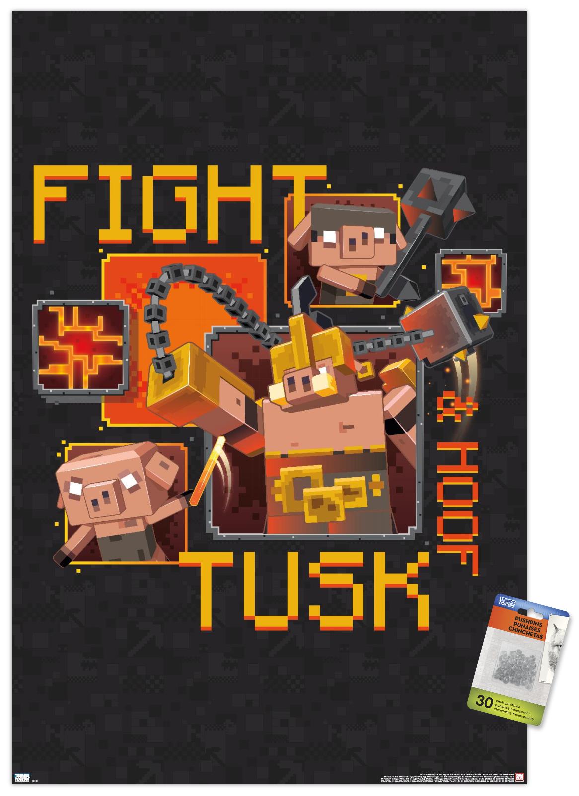Minecraft: Legends - Fight Tusk & Hoof Wall Poster with Pushpins, 22.375" x 34"