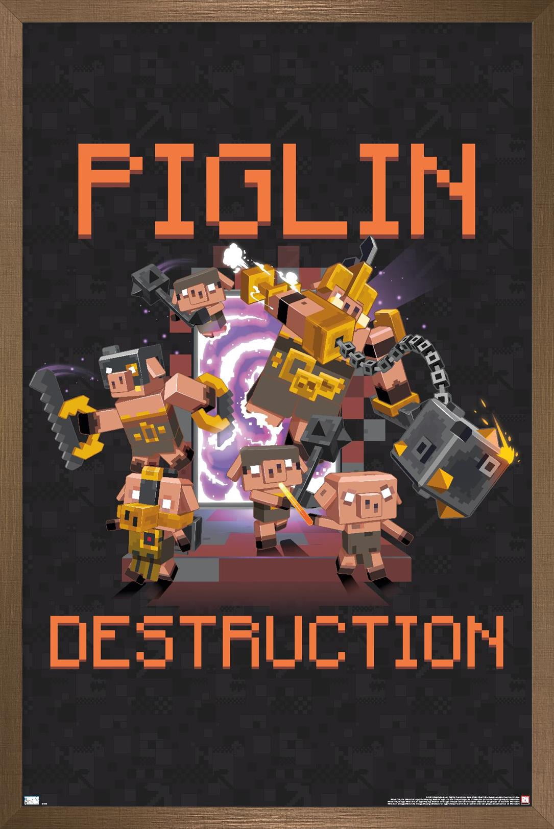 Minecraft: Legends - Piglin Destruction Wall Poster, 14.725" x 22.375" Framed