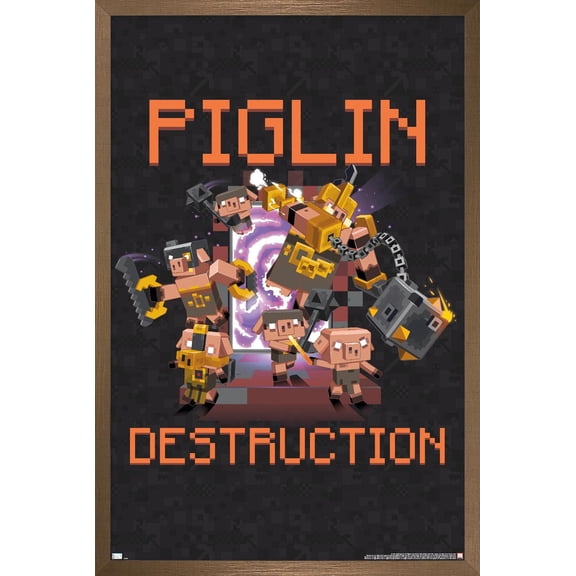 Minecraft: Legends - Piglin Destruction Wall Poster, 22.375" x 34" Framed