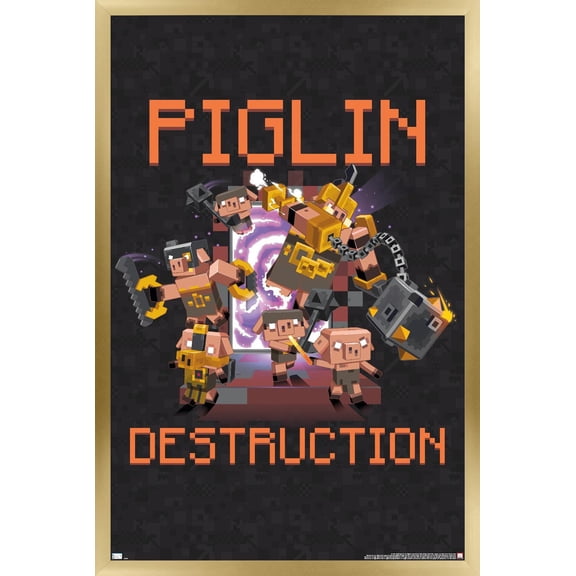 Minecraft: Legends - Piglin Destruction Wall Poster, 22.375" x 34" Framed