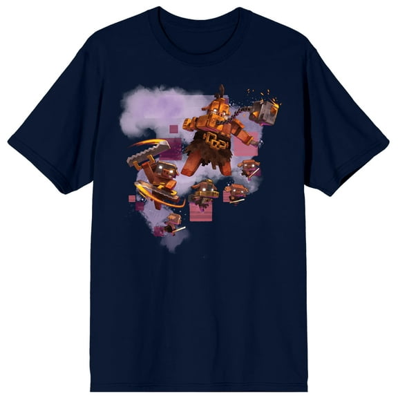 Minecraft Legends Portal Guard, Bruiser, and Small Piglins Men's Navy Blue Short Sleeve Tee-Small