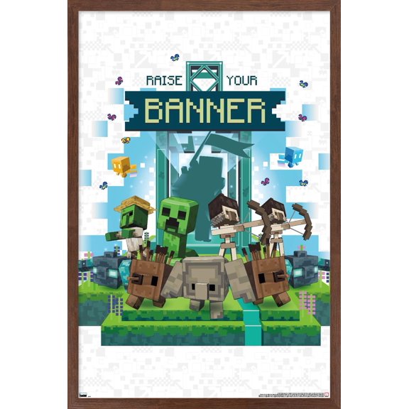 Minecraft: Legends - Raise Your Banner Wall Poster, 22.375" x 34" Framed