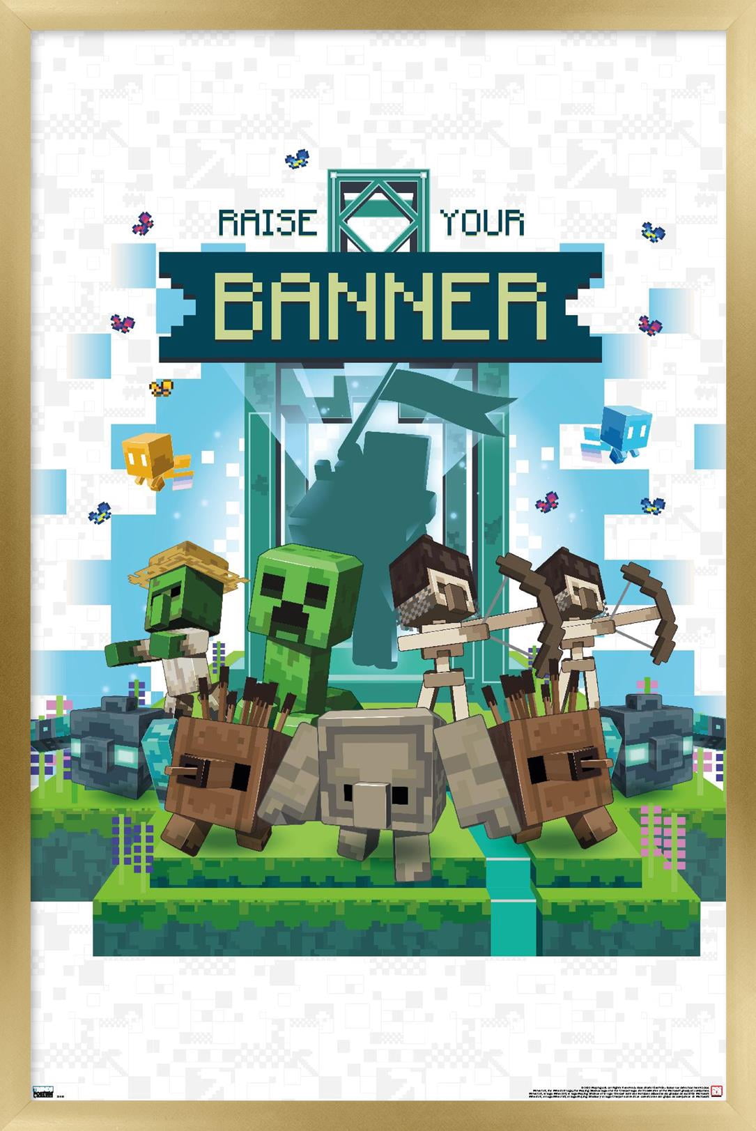 Minecraft: Legends - Raise Your Banner Wall Poster, 22.375" x 34" Framed