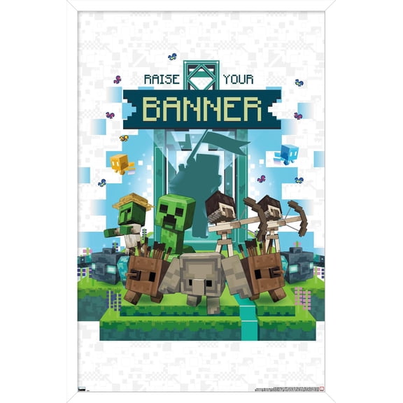 Minecraft: Legends - Raise Your Banner Wall Poster, 22.375" x 34" Framed