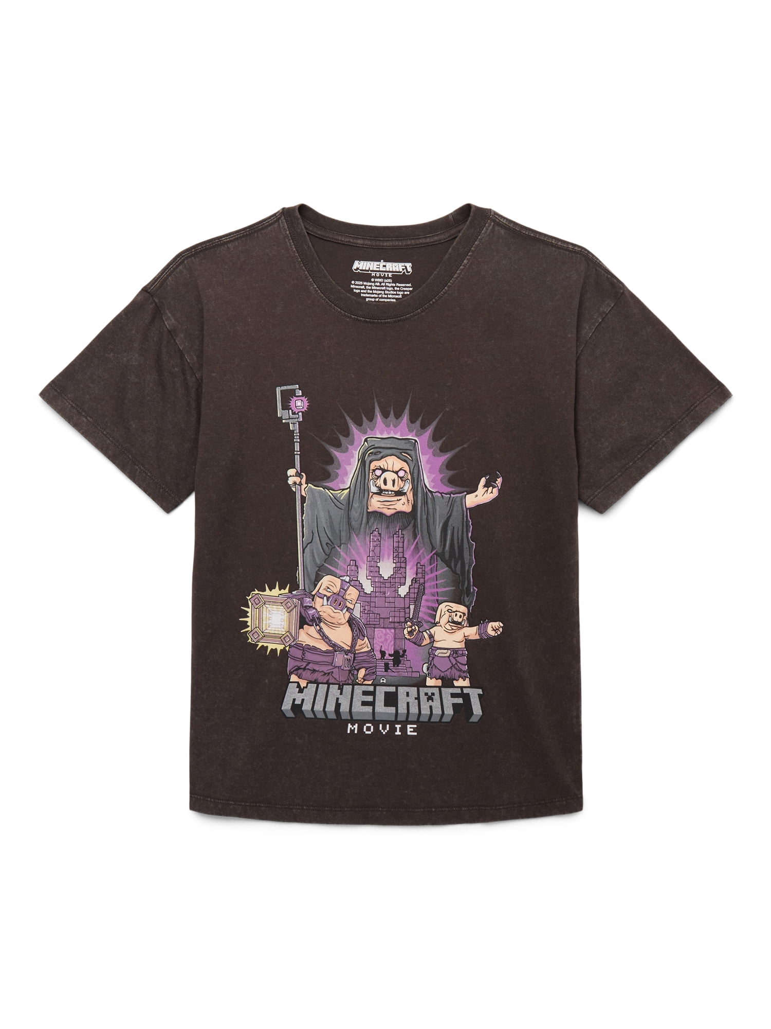 Minecraft Little & Big Boys Glow in the Dark Piglin King Graphic Tee, Sizes XS-2XL