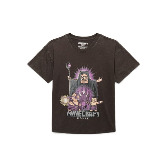 Minecraft Little & Big Boys Glow in the Dark Piglin King Graphic Tee, Sizes XS-2XL
