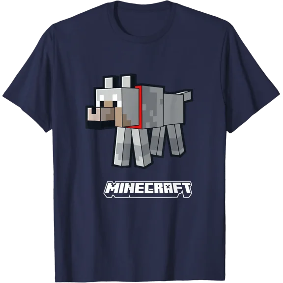 Minecraft Loyal Wolf Pet With Collar And T-Shirt