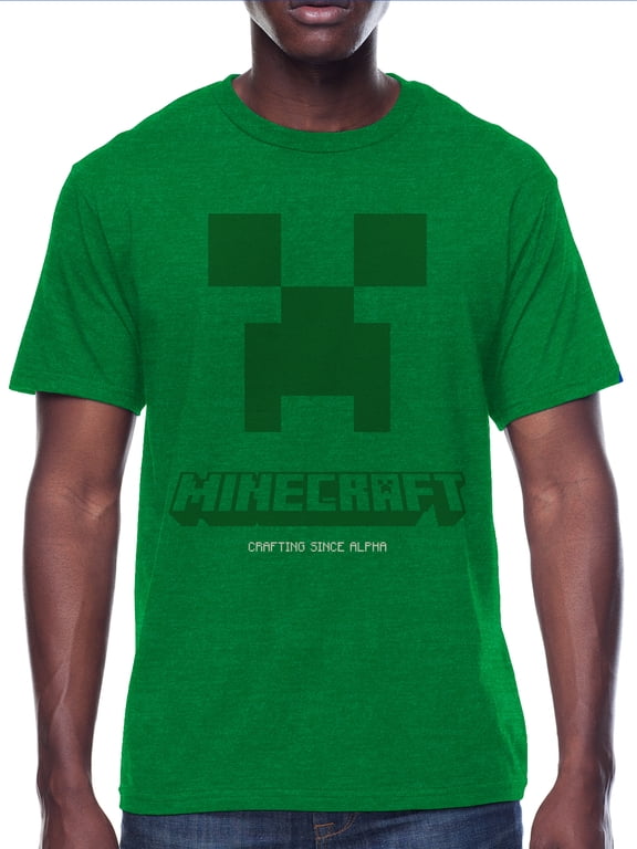 , Men's & Big Men's Graphic Tee Shirt, Creeper Face, Sizes XS-3XL
