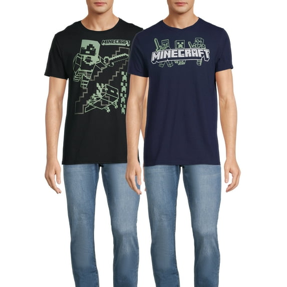 Minecraft Men's and Big Men's Graphic Tee, 2-Pack, Sizes S-3XL