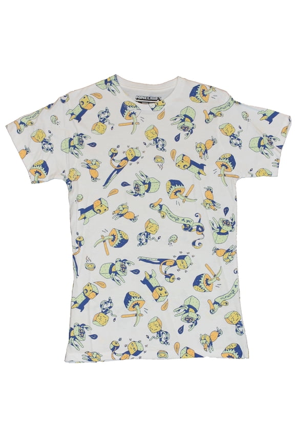 Minecraft Mens T-Shirt - Oh Yes! All-Over Design (X-Large)