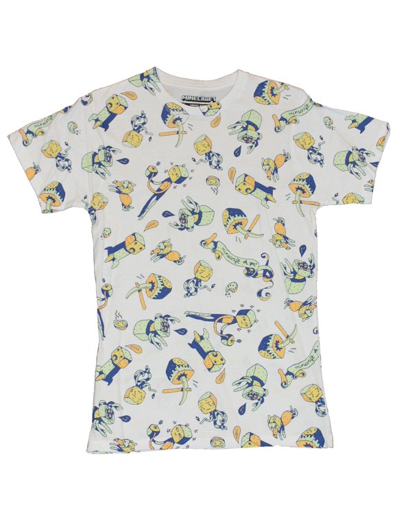 Minecraft Mens T-Shirt - Oh Yes! All-Over Design (X-Large)