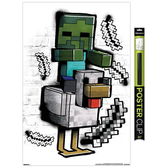 Minecraft: Metro Art - Chicken Jockey Wall Poster, 22.375" x 34"