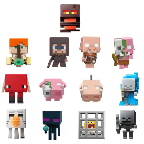 Minecraft Mini Action Figures Collection with Pixelated Design, Single (Characters May Vary)