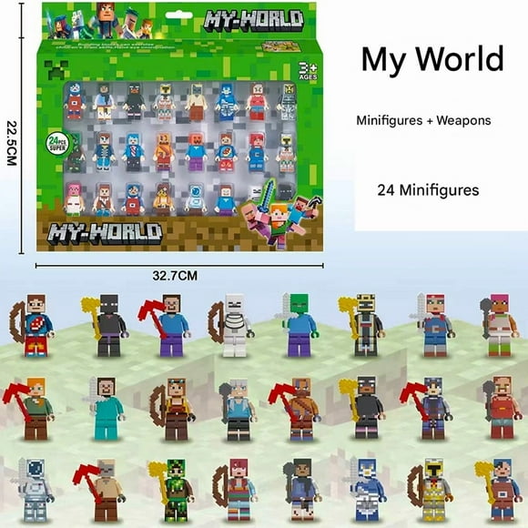 Minecraft Mini Figures  Set of 24 Game-Inspired Characters, Model Toys for Boys and Girls