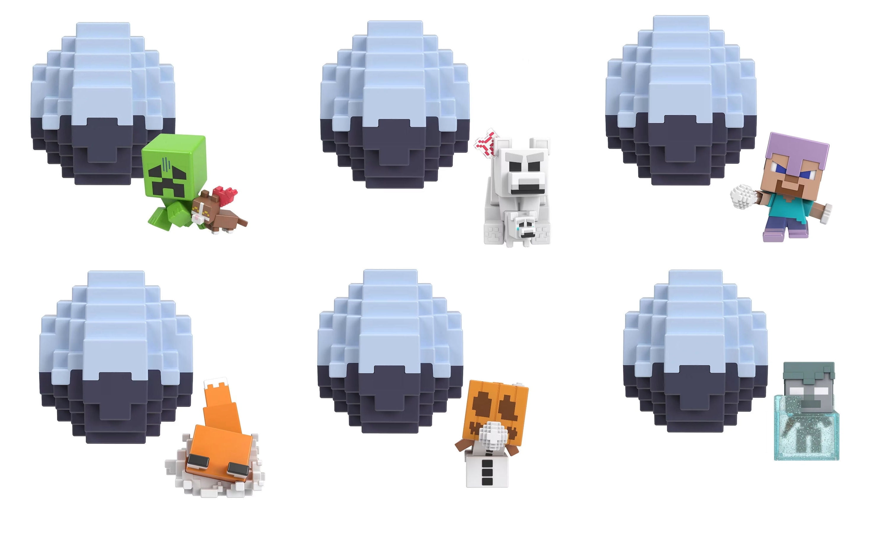 Minecraft Mini Mode Snow Spawn Eggs, Collectible Mini Figures 6-Pack Bundle