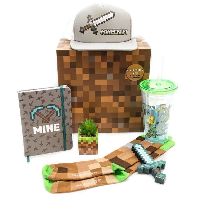 Minecraft Mining Collectors Box Hat, Socks, Planter & More