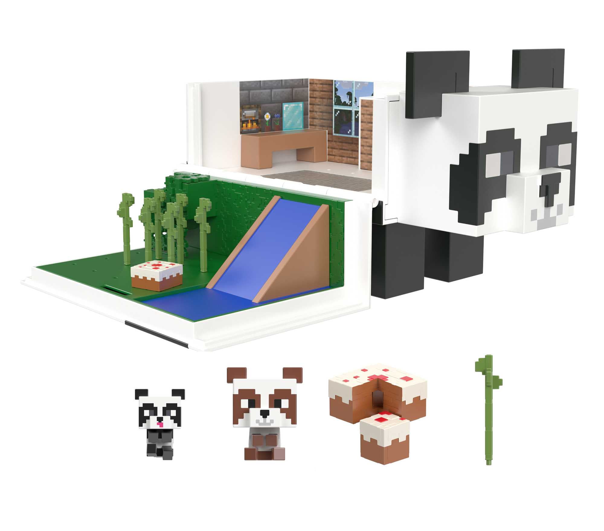 Minecraft Mob Head Minis Panda Playhouse Playset & 2 Panda Action Figures