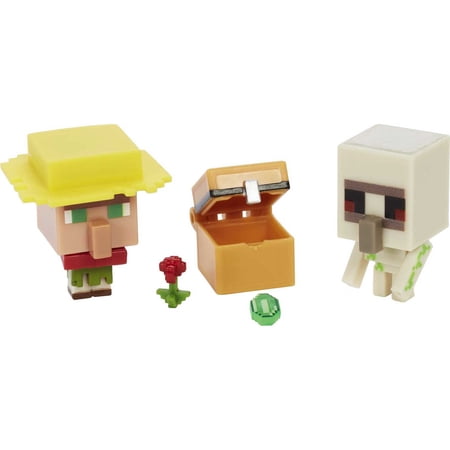 Minecraft Mob Head Minis Villager Guarding Iron Golem Pack with 2 Action Figures