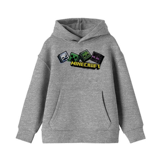 Minecraft Mob Heads Boy's Athletic Heather Sweatshirt-X-Small