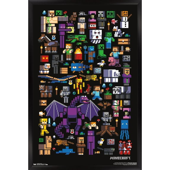 Minecraft - Mobbery Wall Poster, 14.725" x 22.375", Framed