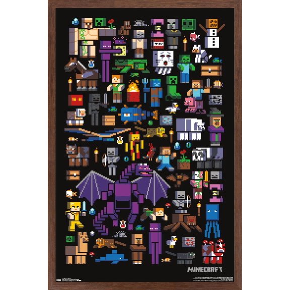 Minecraft - Mobbery Wall Poster, 22.375" x 34", Framed