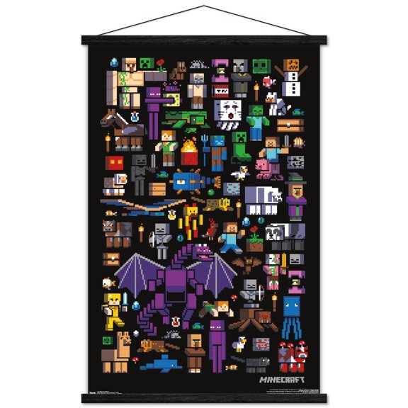 Minecraft - Mobbery Wall Poster with Wooden Magnetic Frame, 22.375" x 34"