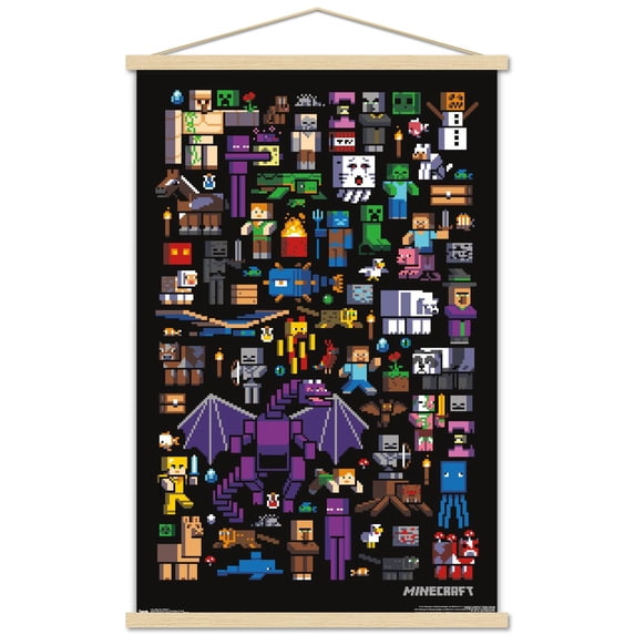 Minecraft - Mobbery Wall Poster with Wooden Magnetic Frame, 22.375" x 34"