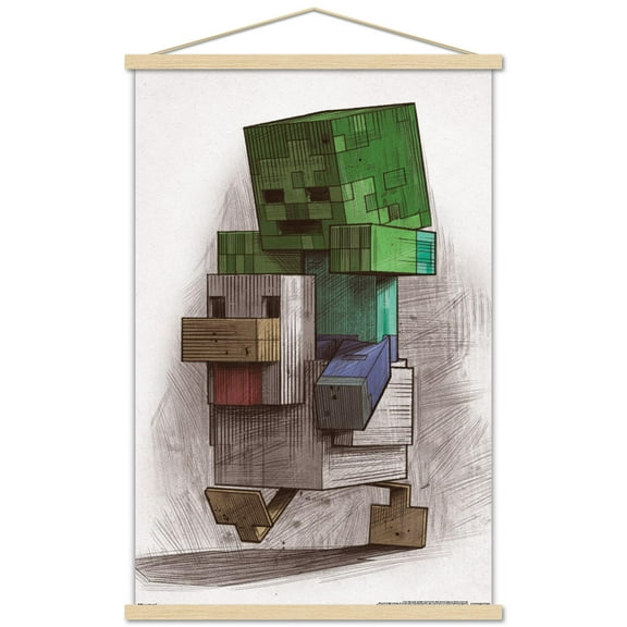 Minecraft: Mobestiary - Chicken Jockey Wall Poster with Magnetic Frame, 22.375" x 34"