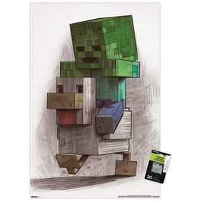 Minecraft: Mobestiary - Chicken Jockey Wall Poster with Push Pins, 22.375" x 34"